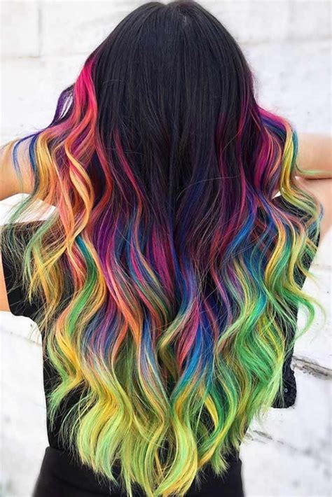 ombre hair ideas for brunettes|rainbow ombre on brown hair.